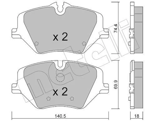 Brake Pad Set, disc brake metelli 22-1354-0
