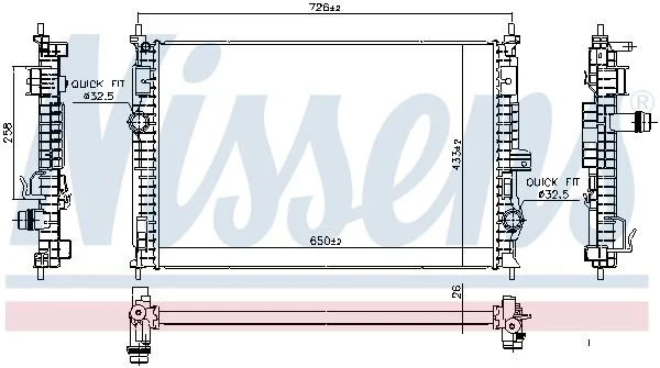 Radiator, engine cooling NISSENS 606342