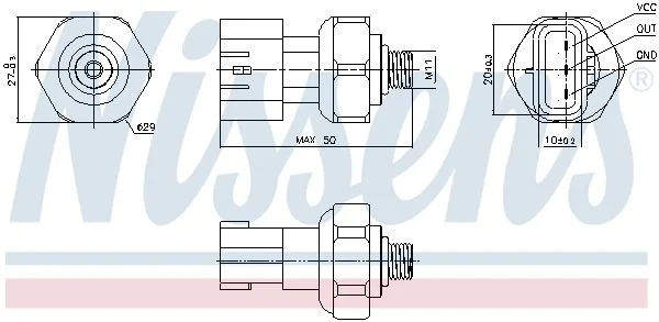 Slėgio jungiklis, oro kondicionavimas NISSENS 301090