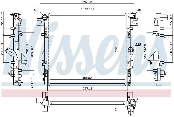 Radiator, engine cooling NISSENS 61037