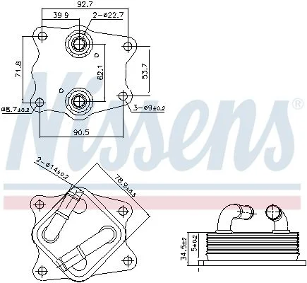 Oil Cooler, engine oil NISSENS 91442