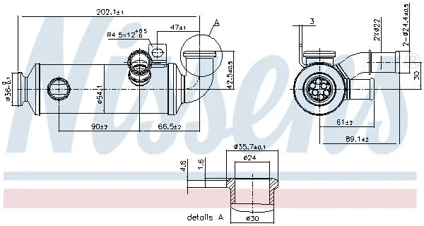Cooler, exhaust gas recirculation NISSENS 989274