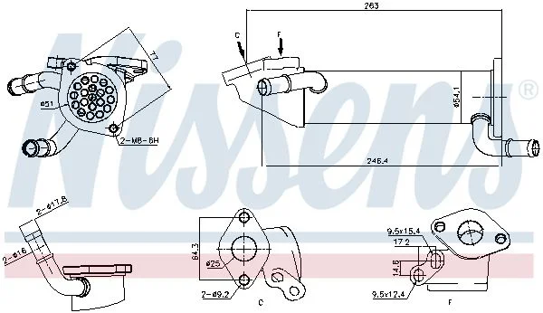 Cooler, exhaust gas recirculation NISSENS 989282