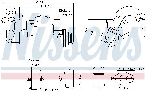 Aušintuvas, išmetamųjų dujų recirkuliacija NISSENS 989407