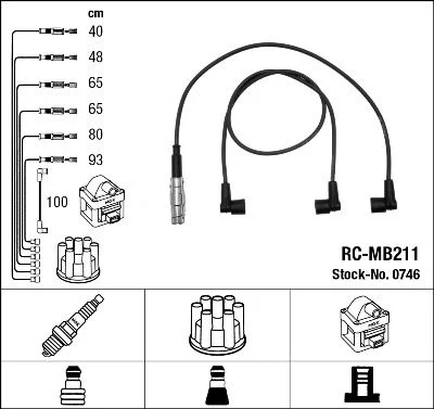 Uždegimo laido komplektas ngk RC-MB211