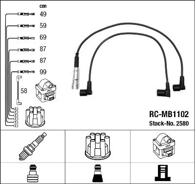 Uždegimo laido komplektas NGK 2580