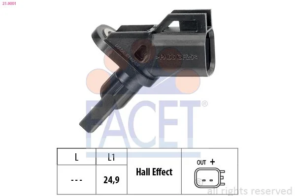 Sensor, wheel speed facet 21.0001