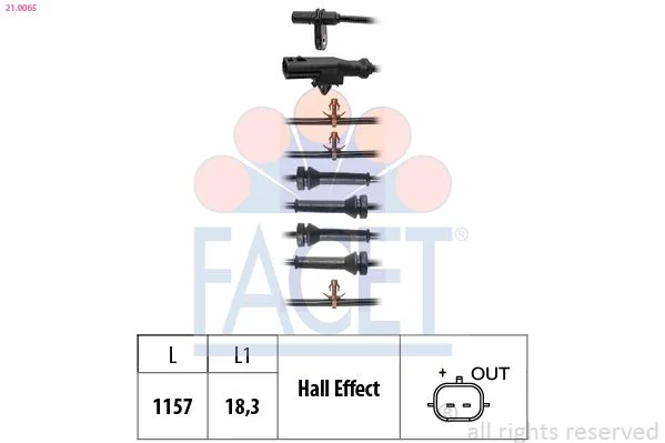 Sensor, wheel speed facet 21.0065