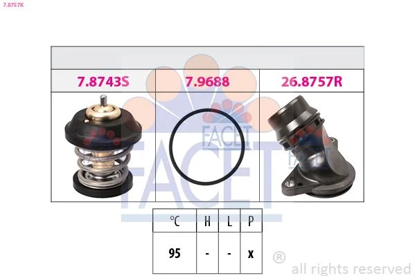 Termostatas, aušinimo skystis facet 7.8757K