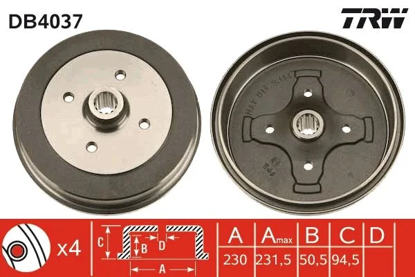 Brzdový bubon TRW DB4037