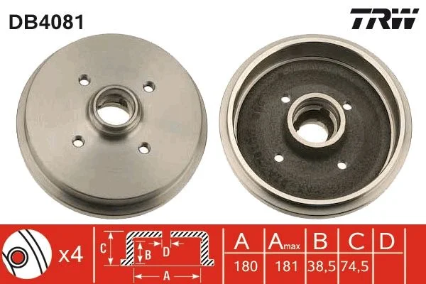 Brzdový bubon TRW DB4081