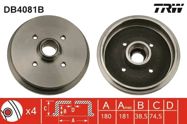 Brzdový bubon TRW DB4081B