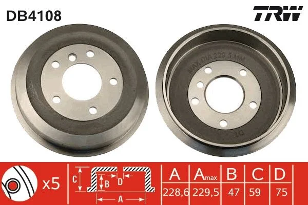 Brzdový bubon TRW DB4108