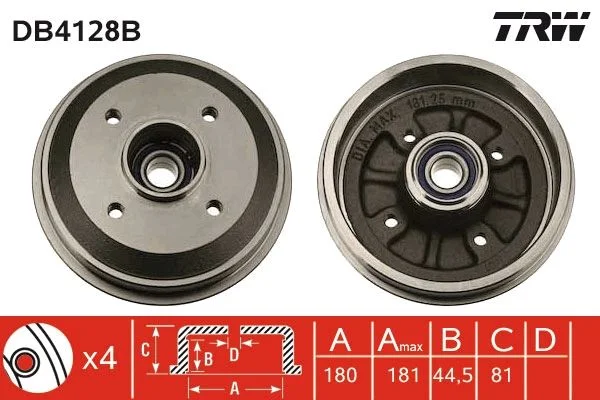 Brzdový bubon TRW DB4128B