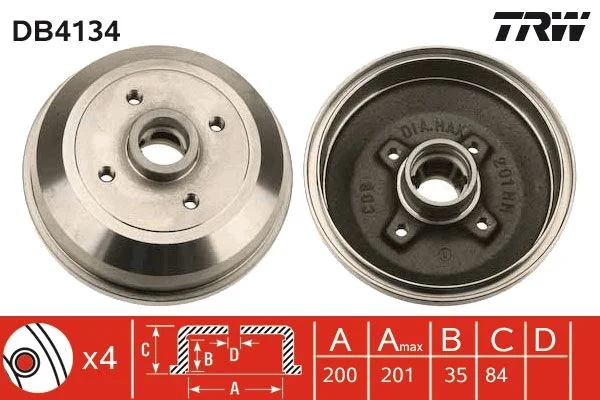 Brzdový bubon TRW DB4134