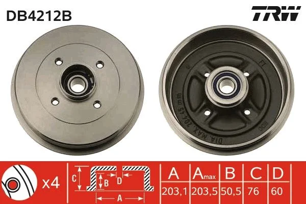 Brzdový bubon TRW DB4212B