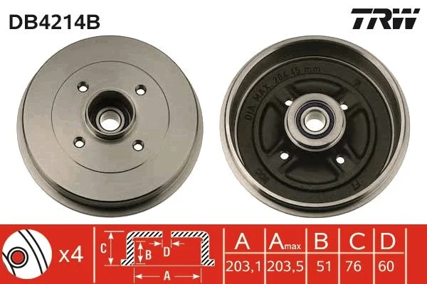 Brzdový bubon TRW DB4214B