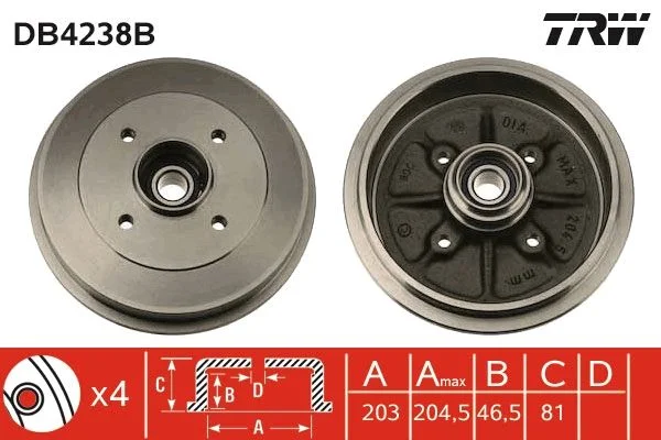Brzdový bubon TRW DB4238B