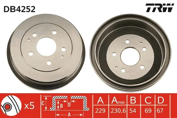 Brzdový bubon TRW DB4252