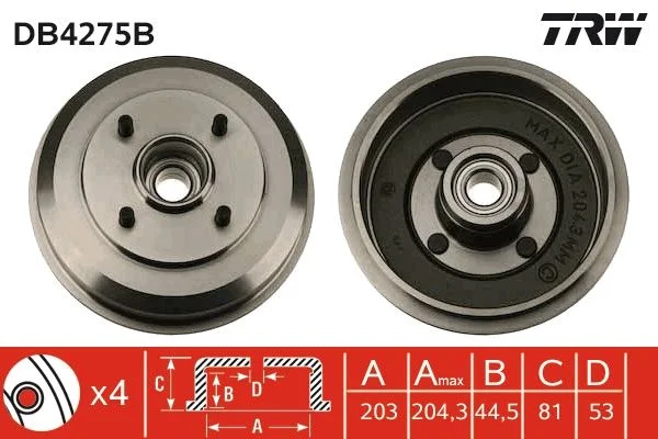 Brzdový bubon TRW DB4275B