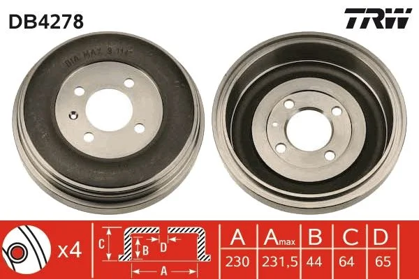 Brzdový bubon TRW DB4278