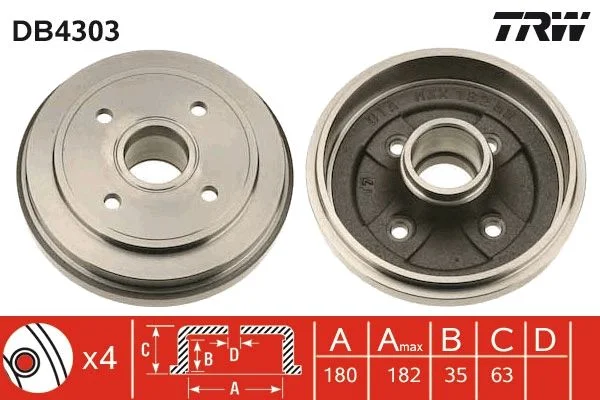 Brzdový bubon TRW DB4303