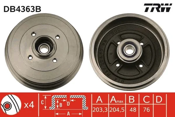Brzdový bubon TRW DB4363B