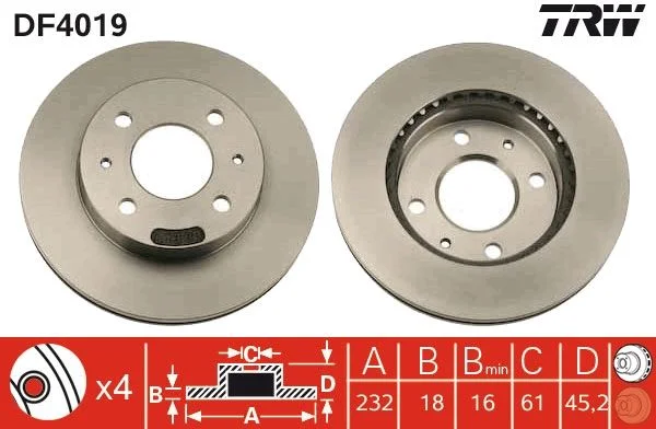 Brake Disc TRW DF4019