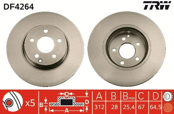 Brzdový kotúč TRW DF4264