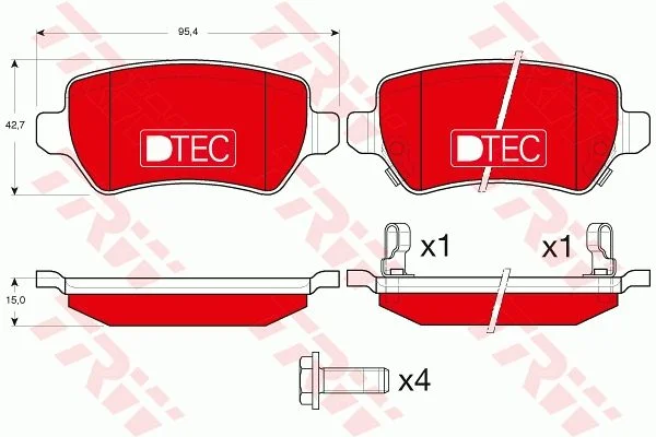 Sada brzdových platničiek, kotúčová brzda TRW GDB1515DTE