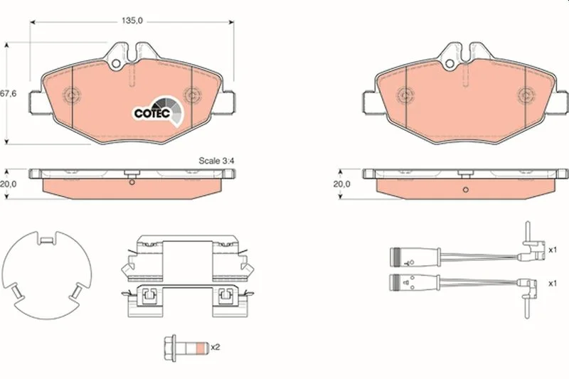Brake Pad Set, disc brake TRW GDB1542
