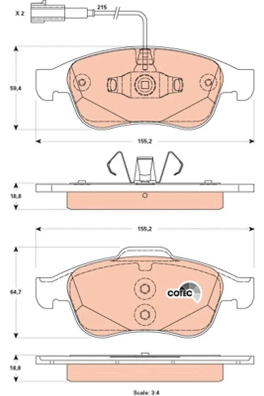 Brake Pad Set, disc brake TRW GDB1873