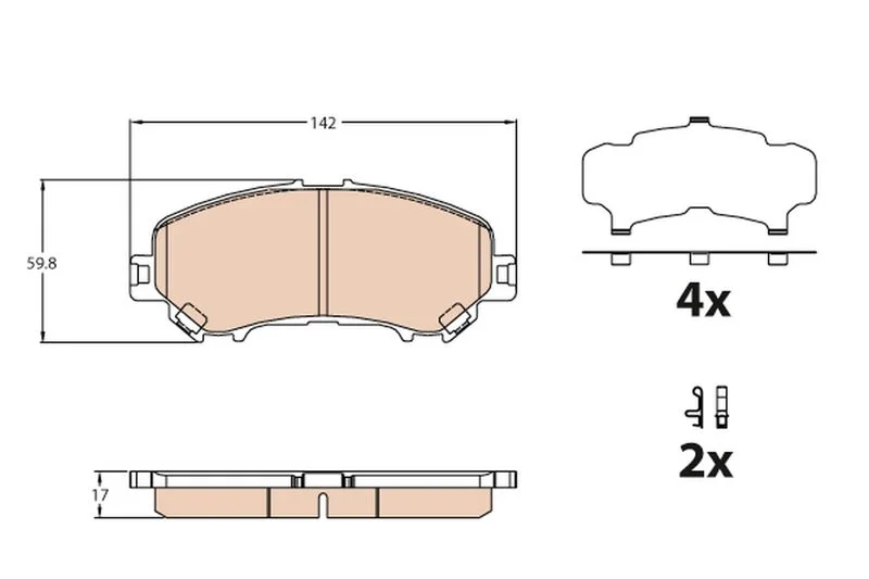 Sada brzdových platničiek, kotúčová brzda TRW GDB3631