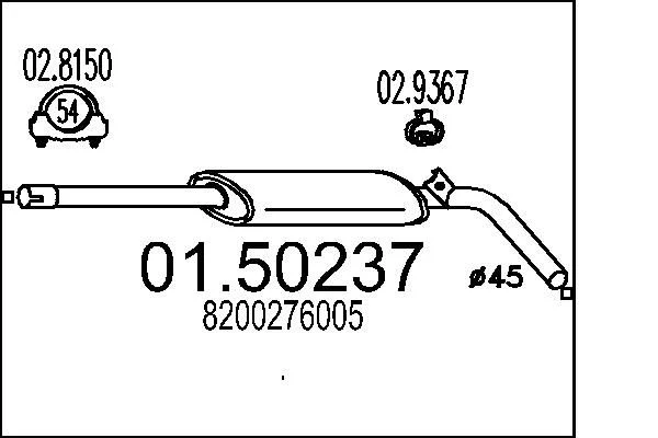 Centre Muffler MTS 01.50237