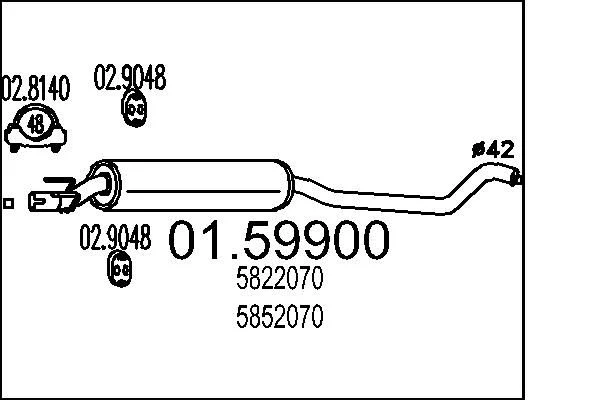 Stredový tlmič výfuku MTS 01.59900