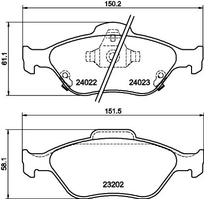 Sada brzdových platničiek, kotúčová brzda HELLA 8DB 355 006-721