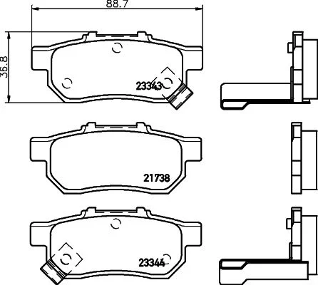 Brake Pad Set, disc brake HELLA 8DB 355 017-151