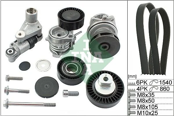 Water Pump + V-ribbed Belt Kit INA 529 0053 30
