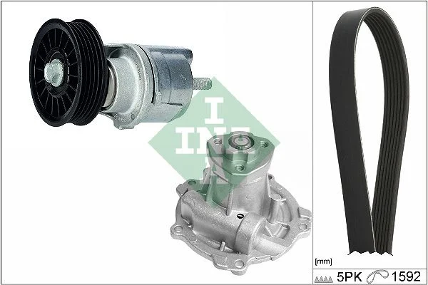 Water Pump + V-ribbed Belt Kit INA 529 0161 31
