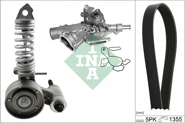 Water Pump + V-ribbed Belt Kit INA 529 0297 30