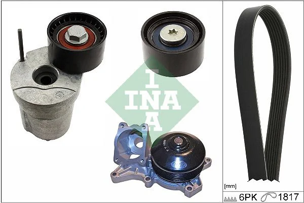 Water Pump + V-ribbed Belt Kit INA 529 0370 30