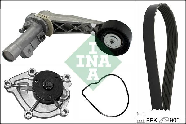 Water Pump + V-ribbed Belt Kit INA 529050430