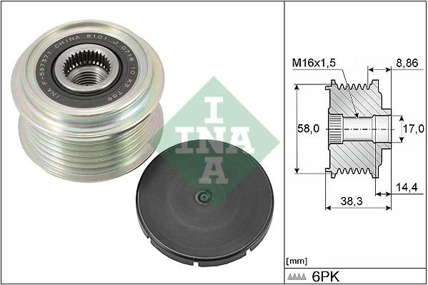 Alternator Freewheel Clutch INA 535 0296 10