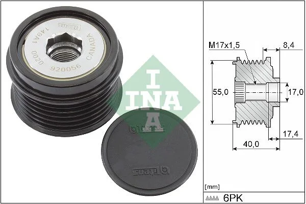 Spojka voľnobežky alternátora INA 535033610