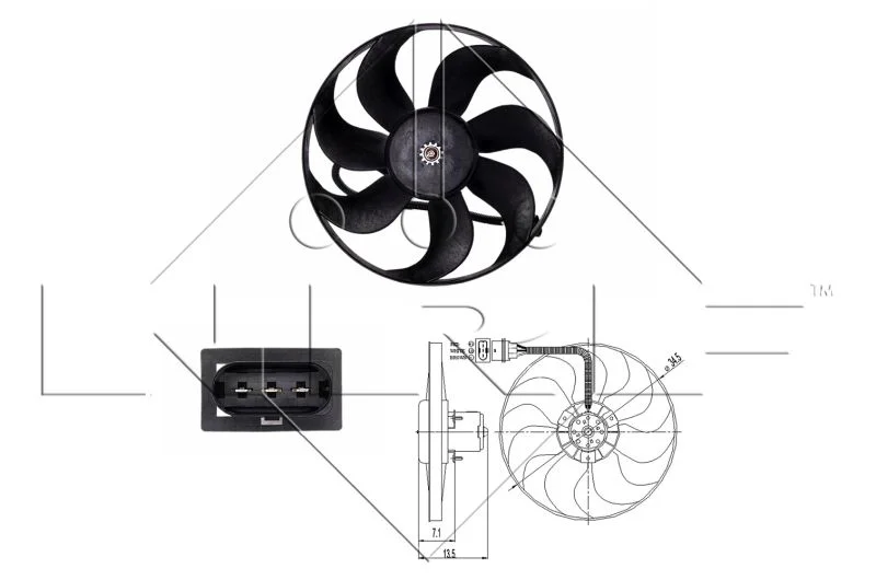 Ventilátor, chladenie motora NRF 47397