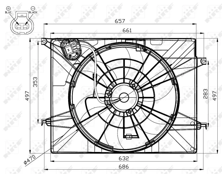 Ventilátor, chladenie motora NRF 47561