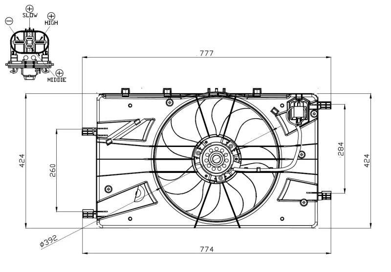 Ventilátor, chladenie motora NRF 47878
