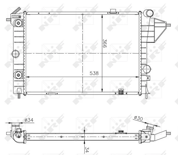 Radiator, engine cooling NRF 513508A