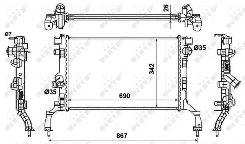 Radiator, engine cooling NRF 53967