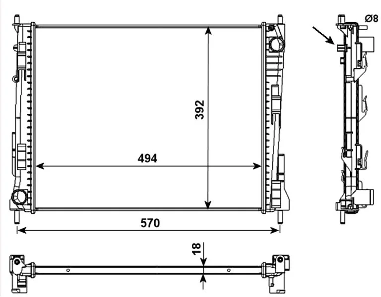 Radiator, engine cooling NRF 53992